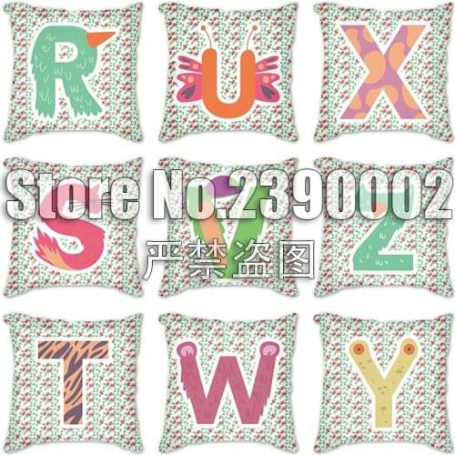 Animals alphabet Pillow Case Square Pillowcase 45x45cm Polyester Bed Pillow Covers Decorative English letters Print Throw Cases