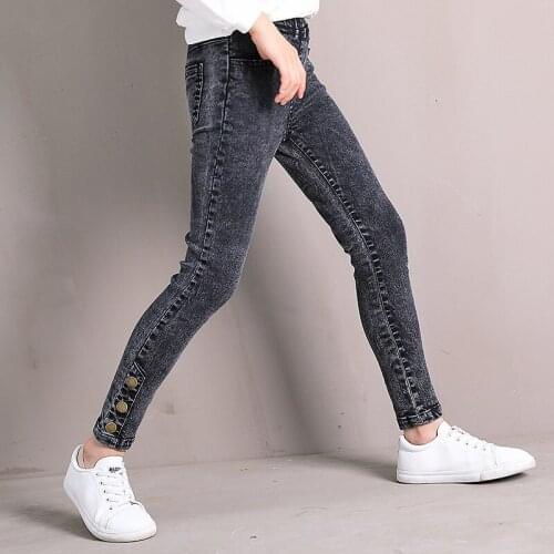 Winter Girls Jeans Thicken Warm Skinny Denim Pants Black Slim Jeans Stretch legging Spring Autumn Kids Trousers Children Clothes