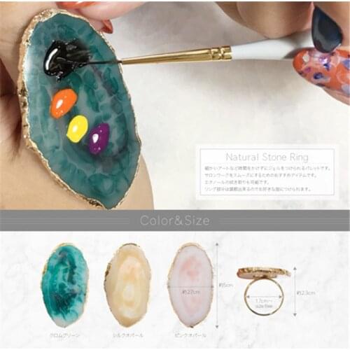 1 Pc Mini Resin Stone Color Ring Palette Finger Ring Plate Acrylic UV Gel Polish Cream Foundation Mixing Pigment Nail Art Tools