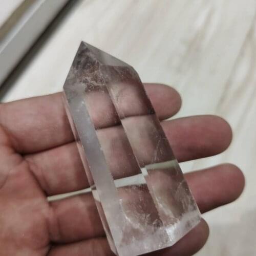 1pcs Natural Clear White Crystal Point Wand Column Reiki Healing Home Decoration Fengshui
