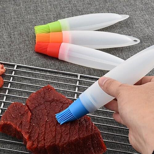 1 Pcs Silicone Oil Bottle With Brush & Cover Baking BBQ Basting Brush Pastry Oil Brush Kitchen Baking Honey Oil barbecue Tool Ga