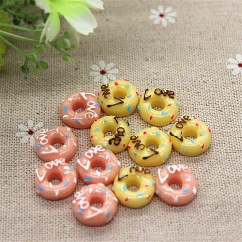 10pcs Resin Simulation Food Love Donuts Cabochon Flatback Art DIY Craft Decoration,14mm