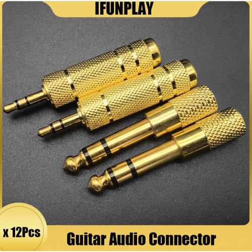 12Pcs 6.35mm 1/4" Male To 3.5mm 1/8" Female Audio Adapter 6.35 to 3.5 Jack Stereo Connect Converter for Headphone Microphone