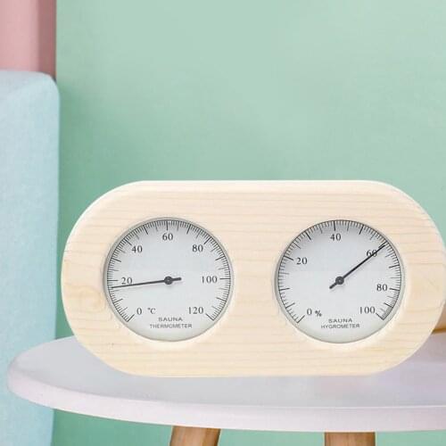 2-in-1 Wood Thermo-Hygrometer Sauna Room Steam Room Accessories Keep Track
