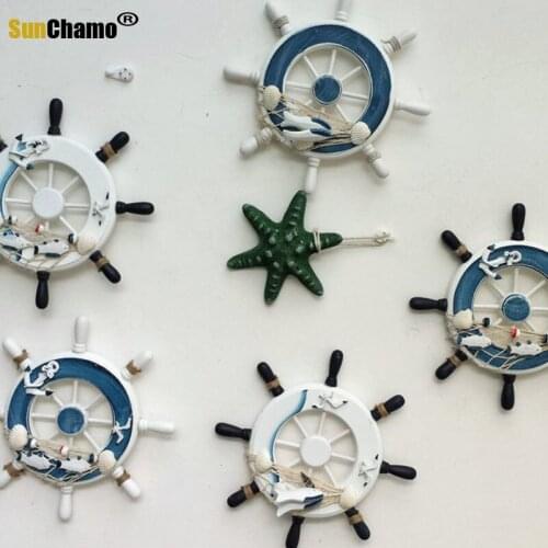 23cm Boat Rudder Nautical Wooden Mediterranean Style Beach Shipping Steering Wheel Wall Decor For Living Room Decoration