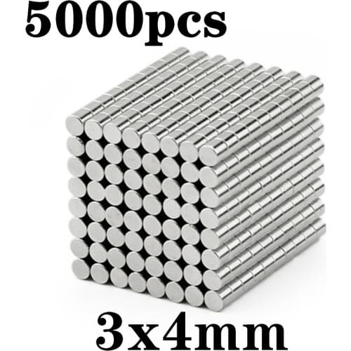 5000pcs Neodymium N35 Dia 3mm X 4mm Strong Magnets Tiny Disc NdFeB Rare Earth For Crafts Models Fridge Sticking magnet 3x4mm