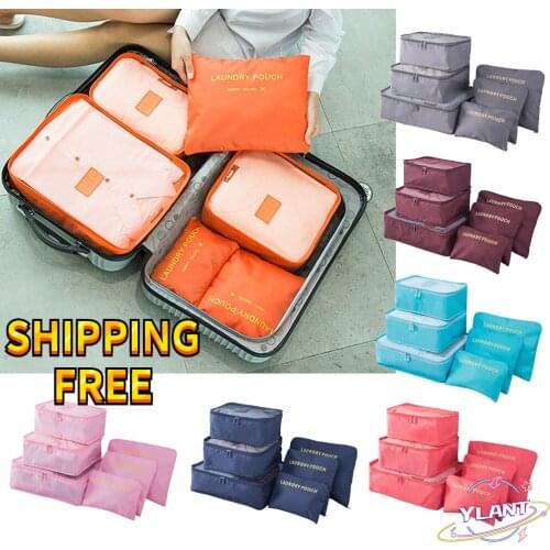 SWT 6pcs Travel Organizer Bags Portable Luggage Organizer Storage Clothes Tidy Pouch Suitcase Packing Laundry Bag Storage Cases