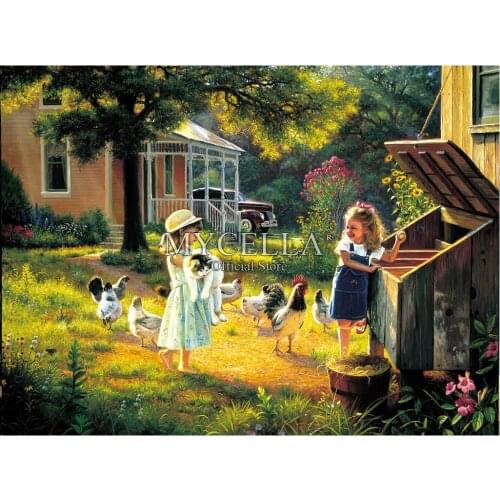 5D Diy Diamond Painting,Farm,Children,Cats,Full,Diamond Embroidery,Needlework,Rhinestones,Mosaic,Cross Stitch,Home Decor Gift