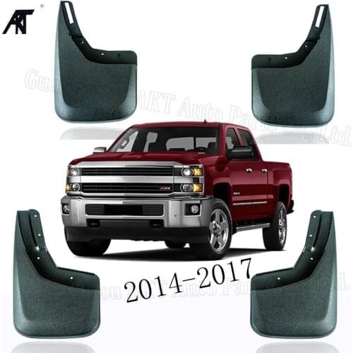 Car Mud Flaps For 2014-2017 Chevy Silverado 1500 Front+Rear Mudflaps Splash Guards Mud Flap Mudguards Fender Styling Set Molded