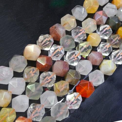 6-12mm Natural Facete Mixed Quartz Rutilated Quartz Beads For Jewelry Making beads Necklace 15'' DIY Beads Bracelets Trinket