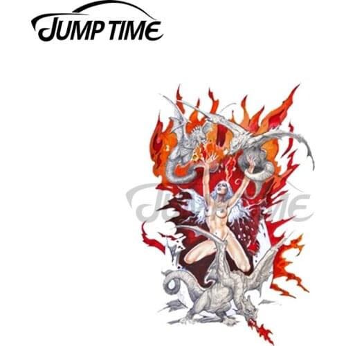 Jump Time 13 x 8.5cm For Dragons Flame Car Stickers and Decals Vinyl Car Wrap Auto Motorcycle Bumper Car Styling Decor