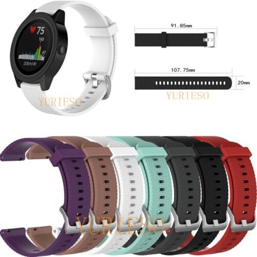 DHL 100PCS 20mm Soft Silicone Replacement Strap for Garmin vivoactive3 vivomove HR huawei watch 2 moto360 42mm huami bip