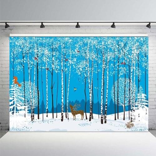 Winter White Snow Tree Backdrop Christmas Wonderland Photography Background Snowflake Bokeh Glitter Forest Portrait Backdrops