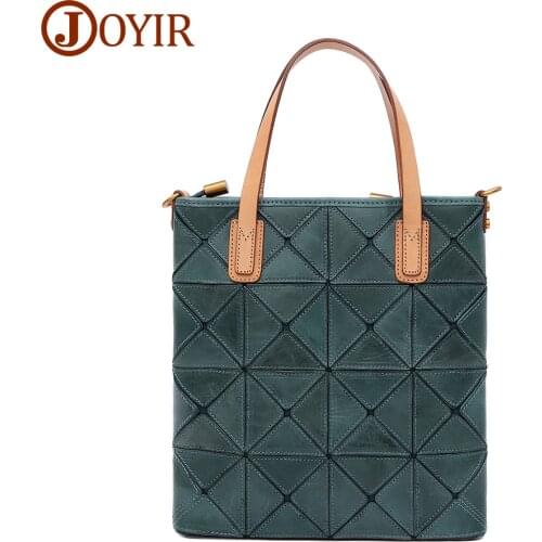 JOYIR Genuine Leather Shoulder Bag for Women Luxury Designer Handbag Shopper Bag Vintage Patchwork Top Handle Bags Fashion Tote