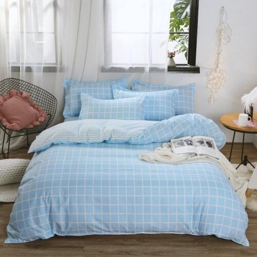 White and Blue Grid Bedding Set Duvet Cover Set Pillowcase Home Textiles 2/3pcs Bed Linen King Queen Size Dropship