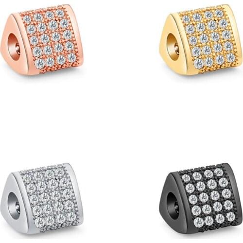 Cubic Zirconia Micro Pave Triangular cube DIY Jewellry Bracelet Brass Copper Metal Beads For Jewelry Making Accessories Hole