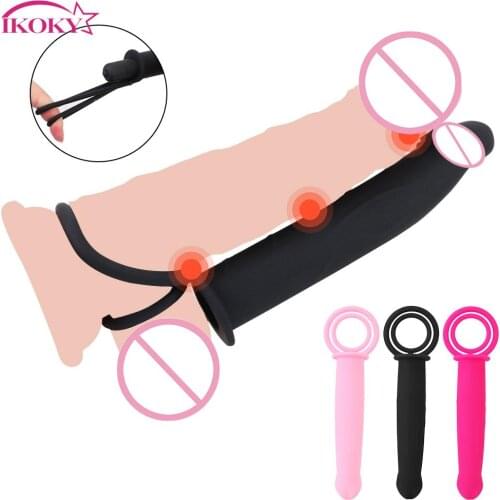 Prostate Massage Dildo Vibrator Penis Ring Double Penetration Delay Ejaculation Vibrator Sex Toys For Couples Strap On Penis