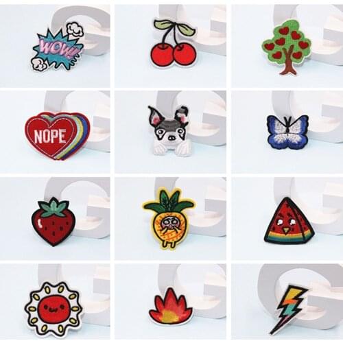 Embroidered Fashion Fruit Dog Patches For Women Lovely Girls Kids Iron On Patch For Clothing Applique Sticker DIY Accessory B187