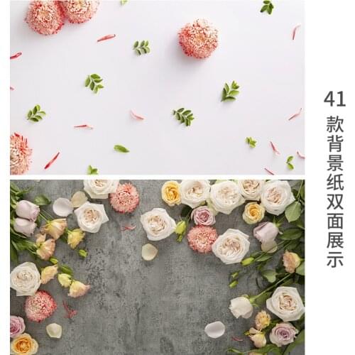 Marble Green Leaf Rose 57x87cm PVC background Pink Flowers 2 sides print flowers for Food shoes Gift