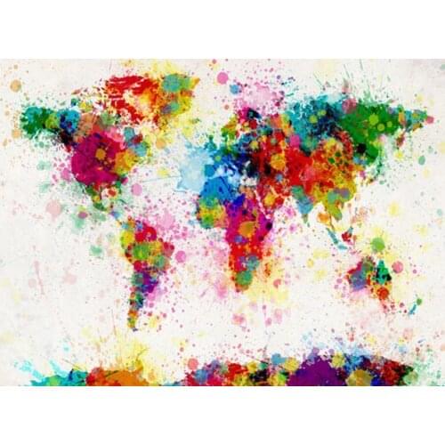 JMINE Div 5D Colorful watercolor world map Full Diamond Painting cross stitch kits art Scenic 3D paint by diamonds
