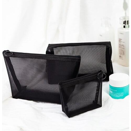 New cosmetic toiletry bag mesh transparent clutch portable storage bag female large-capacity Korean square bag Makeup Pouch