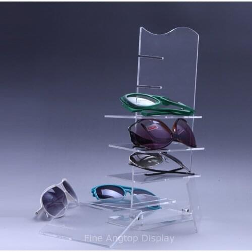 New Transparent 6 Layers Sun Glasses Eyeglasses Modern Acrylic Display Stands Shelf Glasses Display Show Stand Holder Rack