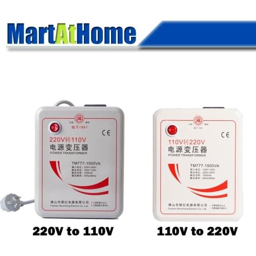 New 220 V to 110 V 1500W Step Down or 110V to 220 V 1500W Step Up Voltage Converter Transformer Converts 1500 Watts