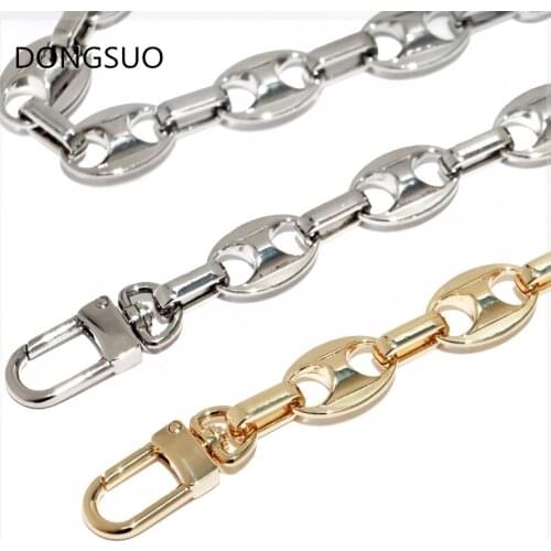 O shape Aluminum metal chain handbag strap handle silver gold chain 1.5cm bag purse replacement Accessories Hardware 0.7cm