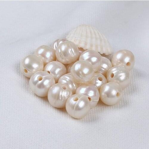 Wholesale 12-13mm natural white freshwater potato loose pearls drilled 2.5mm hole for jewelry making