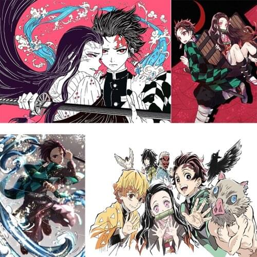 Full Diamond Embroidery Demon Killer Anime Diamond Painting Diamond Inlaid Diamond Mosaic DIY Room Decoration