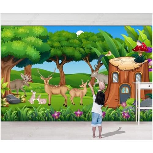 Custom photo wallpaper for walls 3 d mural Simple tropical forest tree deer childrens room background wall papers home decor