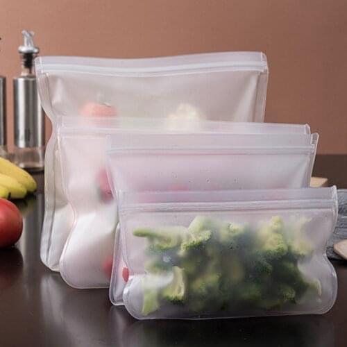Silicone Food Storage Bag Containers Reusable Freezer Bag Leakproof Top Bags Kitchen Organizer Pouch Fresh-keeping Bags