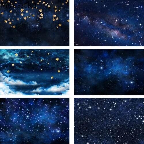 Blue Starry Sky Photography Backdrop Twinkle Little Star Birthday Party Bacckground Decor Universe Adventure Photocall Props