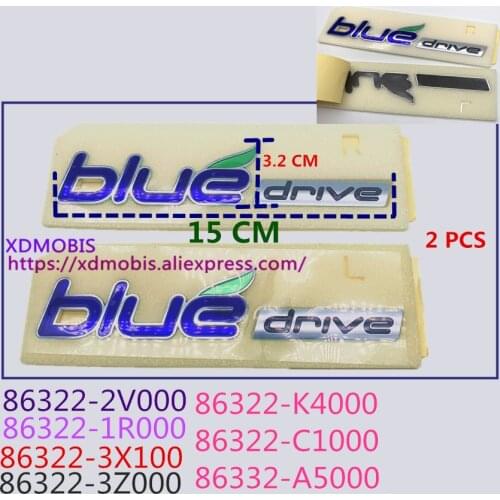 AuthentFor Sonata YF Hybrid blue car logo For IX25 ACCENT, SOLARIS TUCSON Car Rear Trunk Blue Drive Emblem Badge Styling Sticker
