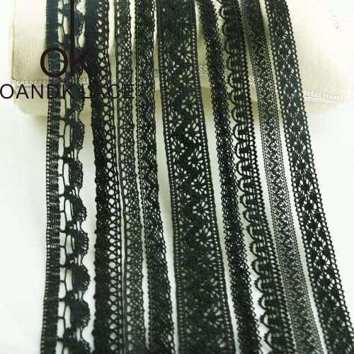 Mixed style black random transmission 1-3CM Good quality cotton lace for garment Lace trim Sewing accessories Cotton lace