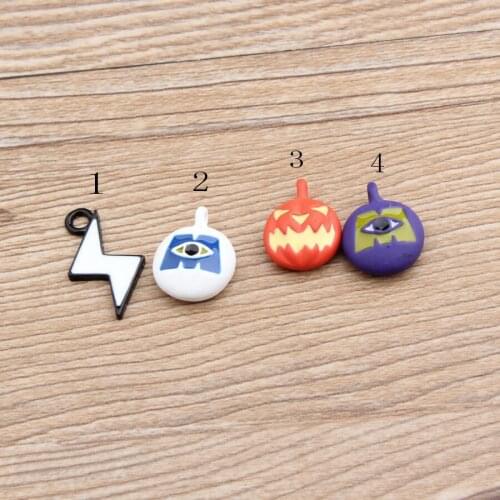 Alloy Enamel Frosted Pumpkin Eye Paint Lightning Charms Bracelet Necklace Pendants Findings DIY Earring Jewelry Making Accessory