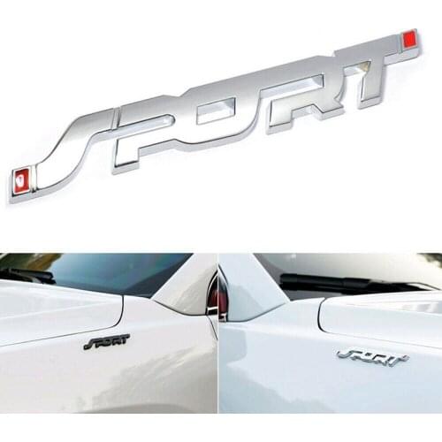 SPORT Logo Emblem Car Trunk Fender Badge 3D Sticker Metal Decal Accessory Silver