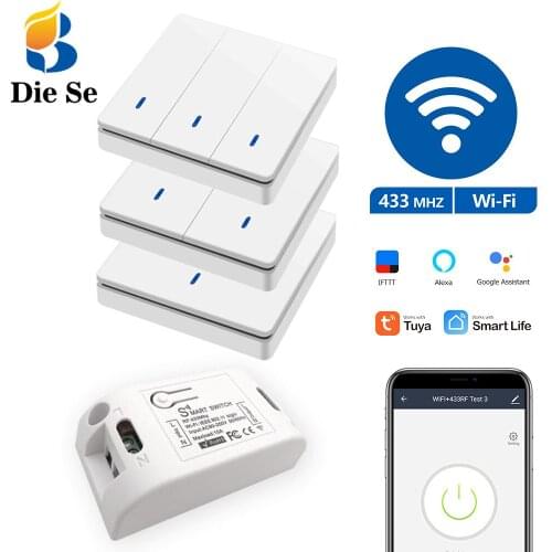Wifi Interruptor Smart Led light Switch 433Mhz Wireless Universal Remote Control 220V 10A , Alexa Google Home Wall Switch