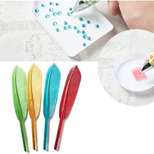 1PC Feather Shape Diamond Painting Tools Accessories Plastic Point Drill Pen DIY Handmade Crafts Cross Stitch Supplies