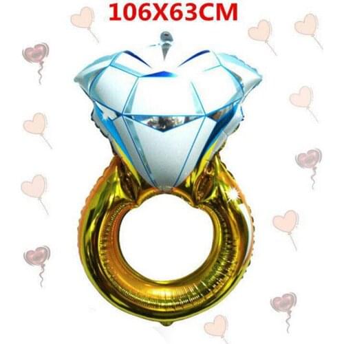 12pieces/lot Diamond Ring Foil Balloon Large Size 106*63cm Foil Balloons Wedding Decoration Ring Balloons for Valentines Day