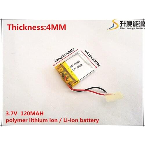 3.7V 120mAh 402020 Lithium Polymer Li-Po li ion Rechargeable Battery cells For Mp3 MP4 MP5 GPS PSP mobile bluetooth