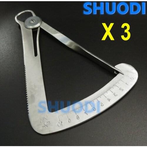 3pcs Dental Crown Gauge Caliper Stainless Steel Dental Lab Laboratory Metal Ruler Product Dental Ruler