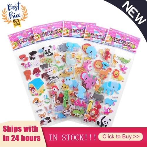 3D Stickers for Kids Toddlers Different Sheets 3D Puffy Bulk Sticker Cartoon Education Classic Toy Children Boys Girl Gifts
