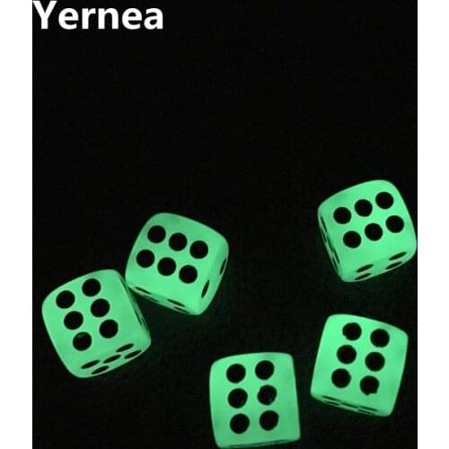 50Pcs/Lot 14mm Glowing Dice Round Corner Fluorescent Green Black Spots Dice Nightclub Bars Luminous Dice Set Wholesale Yernea
