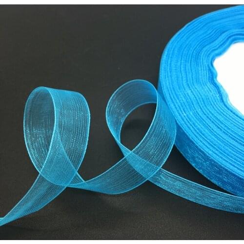 50 Yards/Roll 5/8" 15mm Sky blue Organza Ribbon Bow Wedding Decoration Lace Crafts