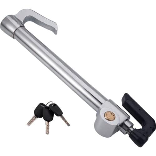 Auto Steering Wheel Anti-theft Lock with Retractable Double Hook for Car Safety Heavy Duty Clutch Pedal Lock
