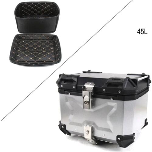 45L Motorcycle Luggage Box Top Case Helmet Storage Holder Aluminum Trunk Scooter Accessories Universal For Honda Suzuki Yamaha