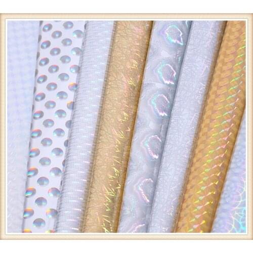 Free ship bright mirror Holographic leather fabric/ laser faux PU leather material for shoes, handbag/ shoe material suppliers