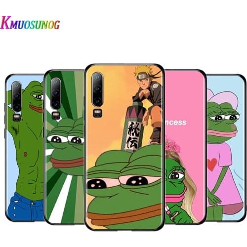Meme Smug Frog Black Cover For Huawei P40 P30 P20 P10 P9 P8 Lite E 5G 2017 2019 Pro Plus Phone Case