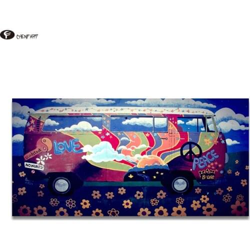 CHENFART no Framed Wall Art Hippie Bus Wall Pictures for Living Room Canvas Paintings on the Wall